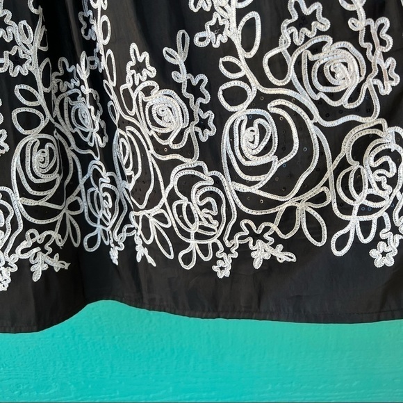 VINTAGE FAIRY DARK WHIMSIGOTH EMBROIDERED SEQUIN TULLE BLACK DRESS SIZE 10 - Picture 4 of 6